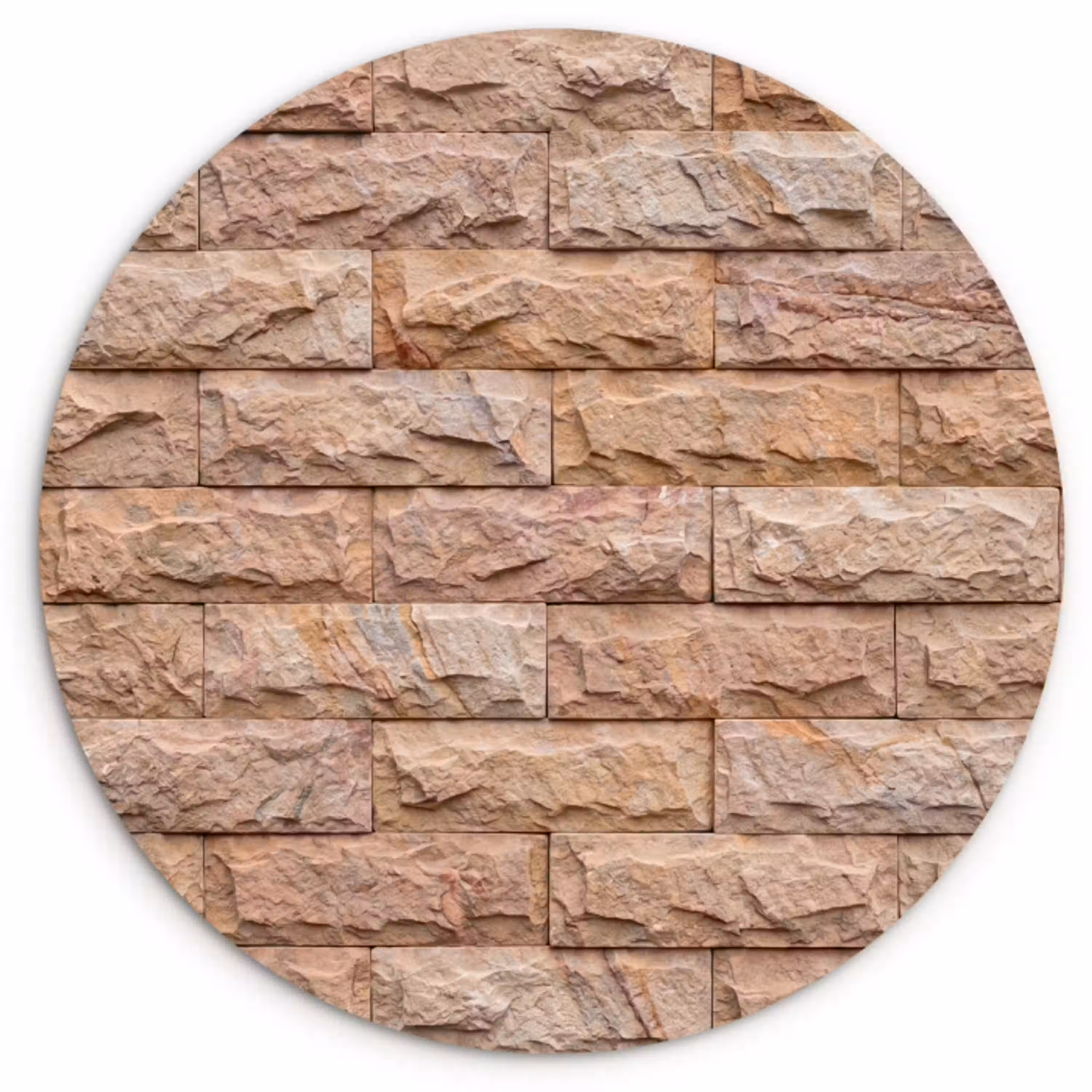 Muur - Steen - Ruw - Textuur - Beige Wandcirkel kunststof plaat 5mm dik klein -3d
