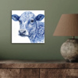 Illustratie - Koe - Blauw aluminium wit klein -sfeer2