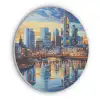 Zonsondergang Frankfurt - Stad - Skyline - Water Akoestische PET Vilt - Rond klein -3d