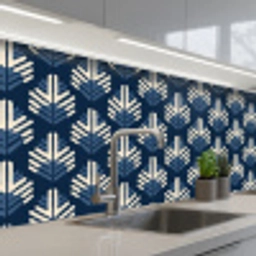 Modern - Patroon - Blauw keuken achterwand 2 middel 871 -3d_schuin