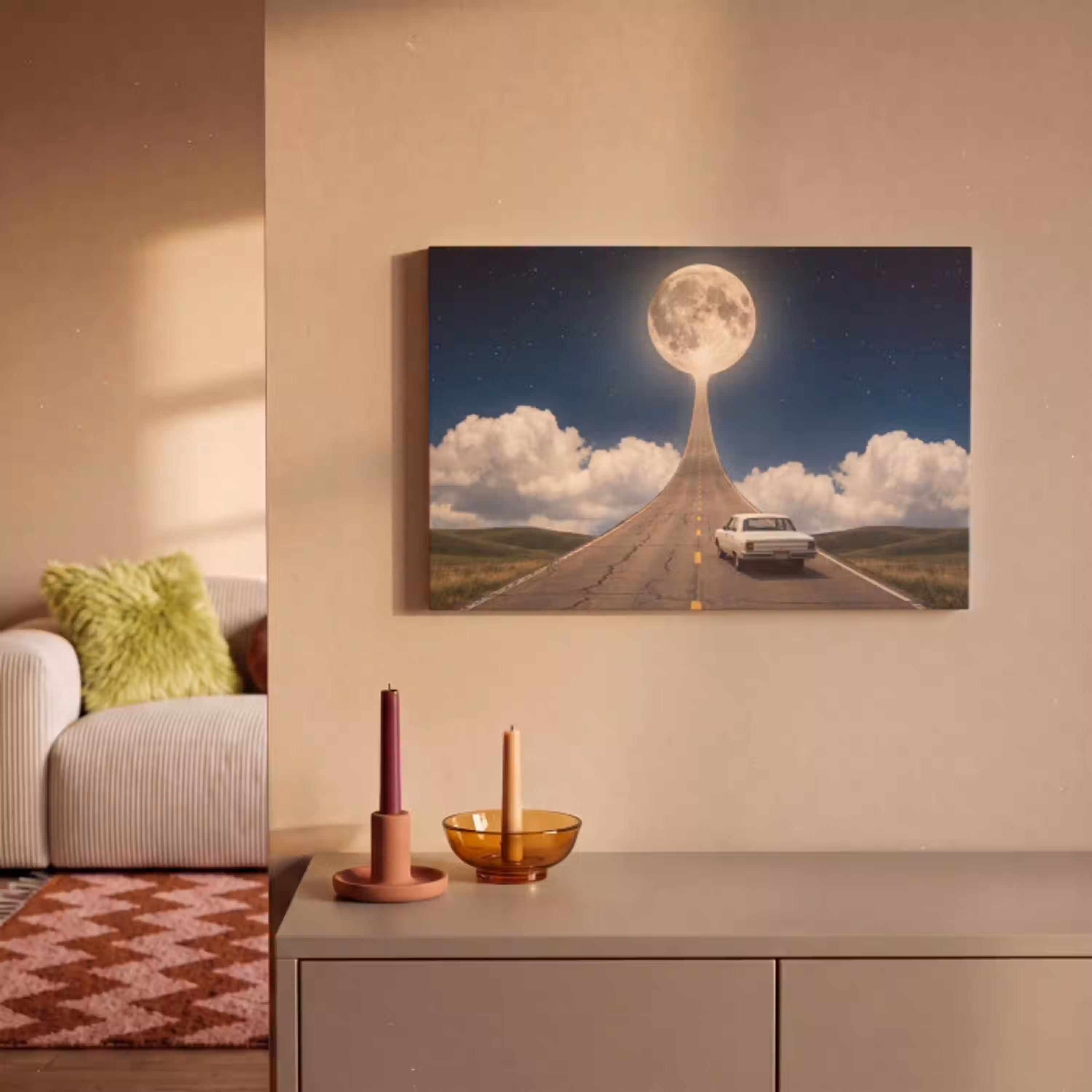 Weg - Maan - Nacht canvas 2cm klein -sfeer1