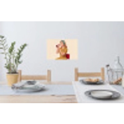 Illustratie - Mascara - Vrouw - Geel Muursticker klein -eettafel
