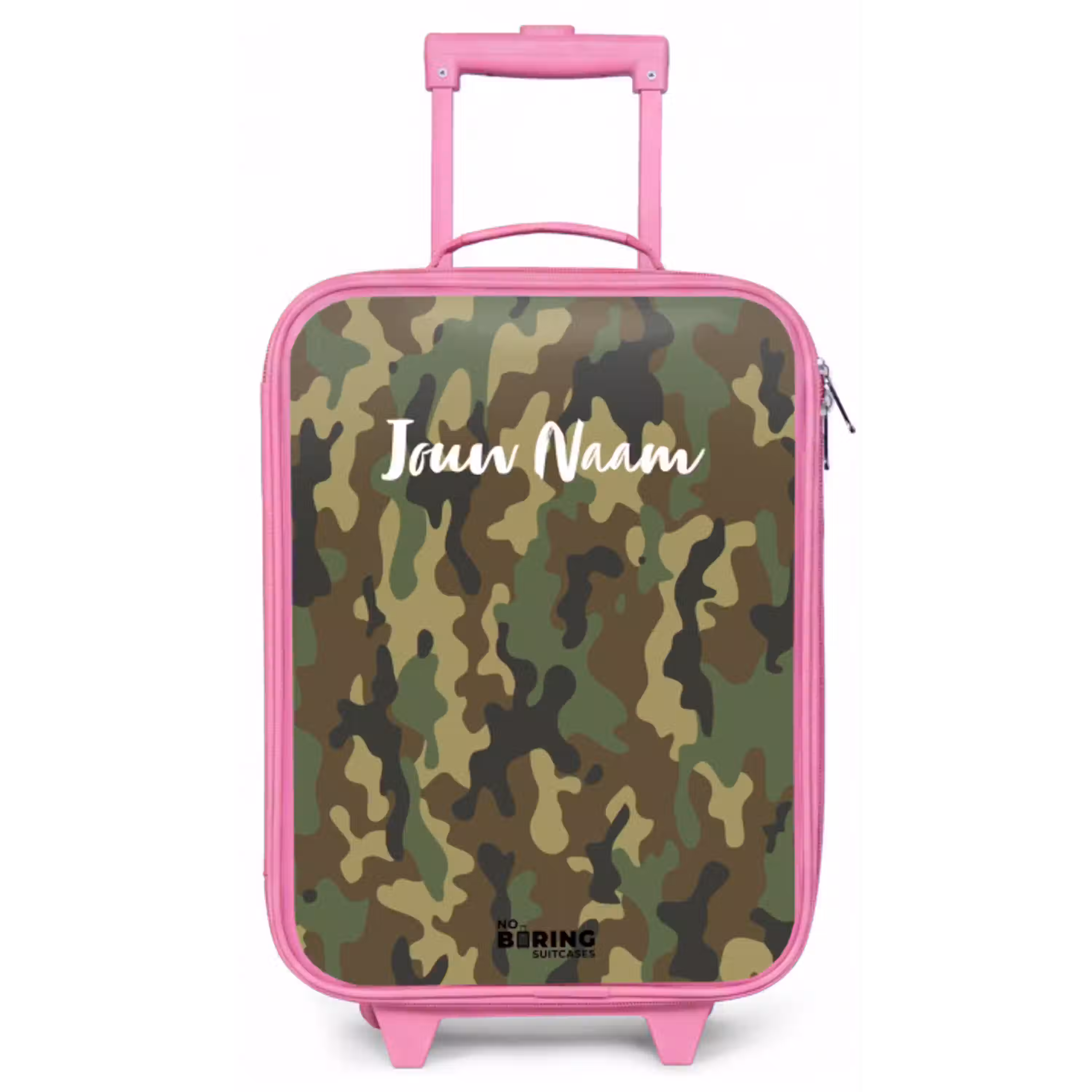 Groene camouflage met zandkleur Kinderkoffer - Roze klein -zz3dotto