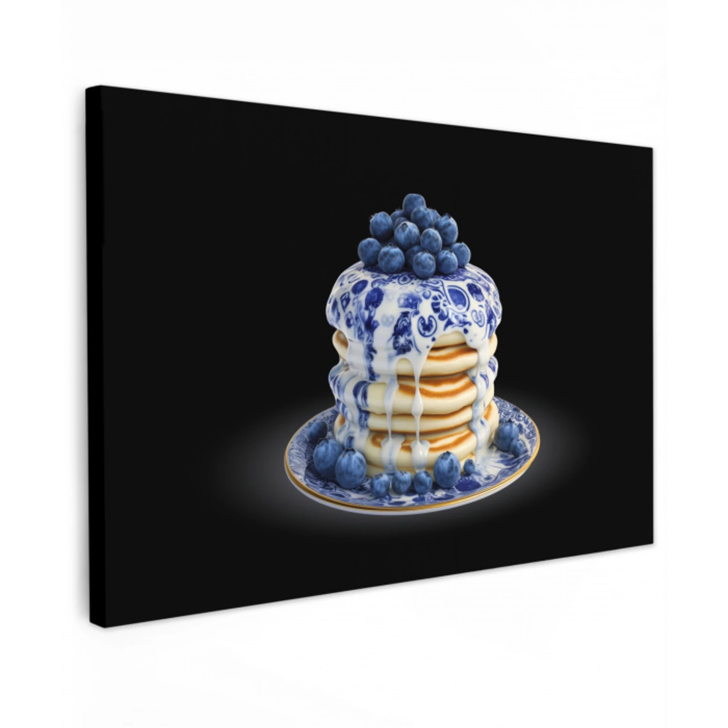 Pannenkoeken - Blauwe Bessen - Bord Tuinposter op houten frame 2 cm dik klein -3d