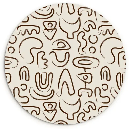 Abstract - Beige - Patroon - Donkerbruin Wandcirkel plexiglas klein 852 -3d