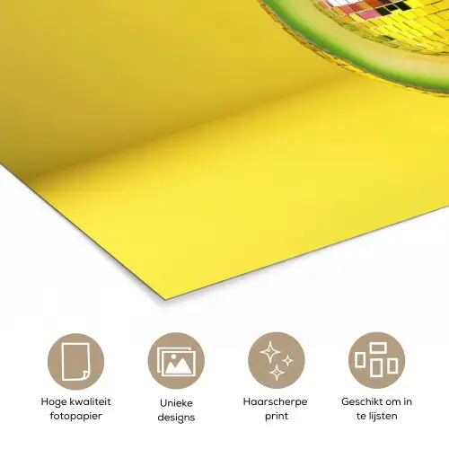 Avocado - Discobal - Geel - Glitter poster papier klein -closeup_NL