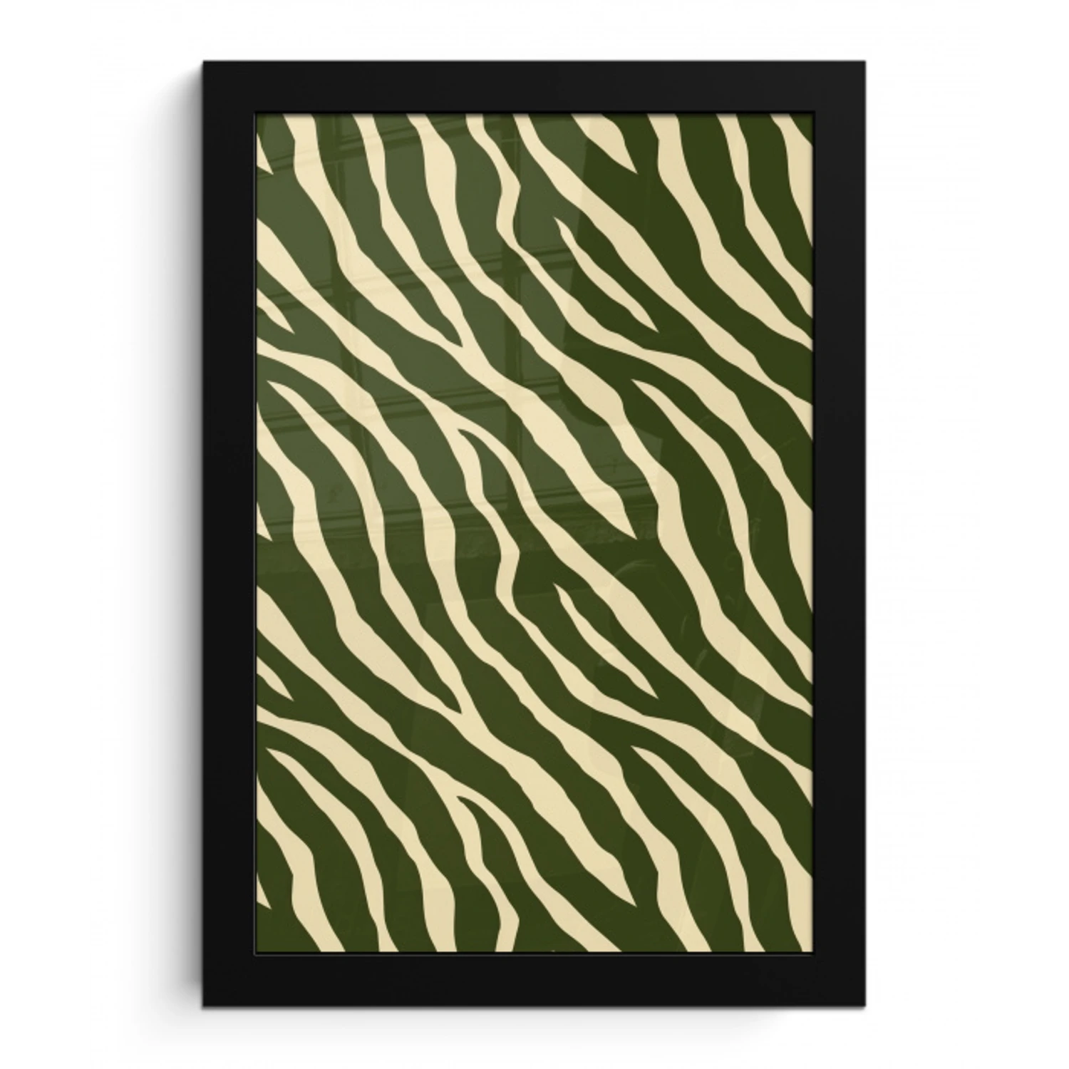 Zebra - Patroon - Groen fotolijst zwart zonder passe partout klein 224 -3d