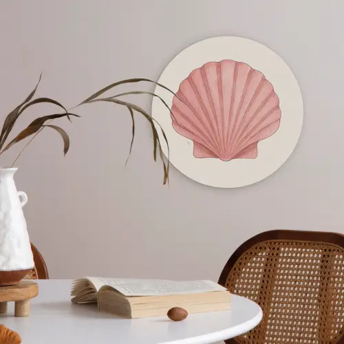 Schelp - Roze - Ribbels Akoestische PET Vilt - Rond klein -sfeer3