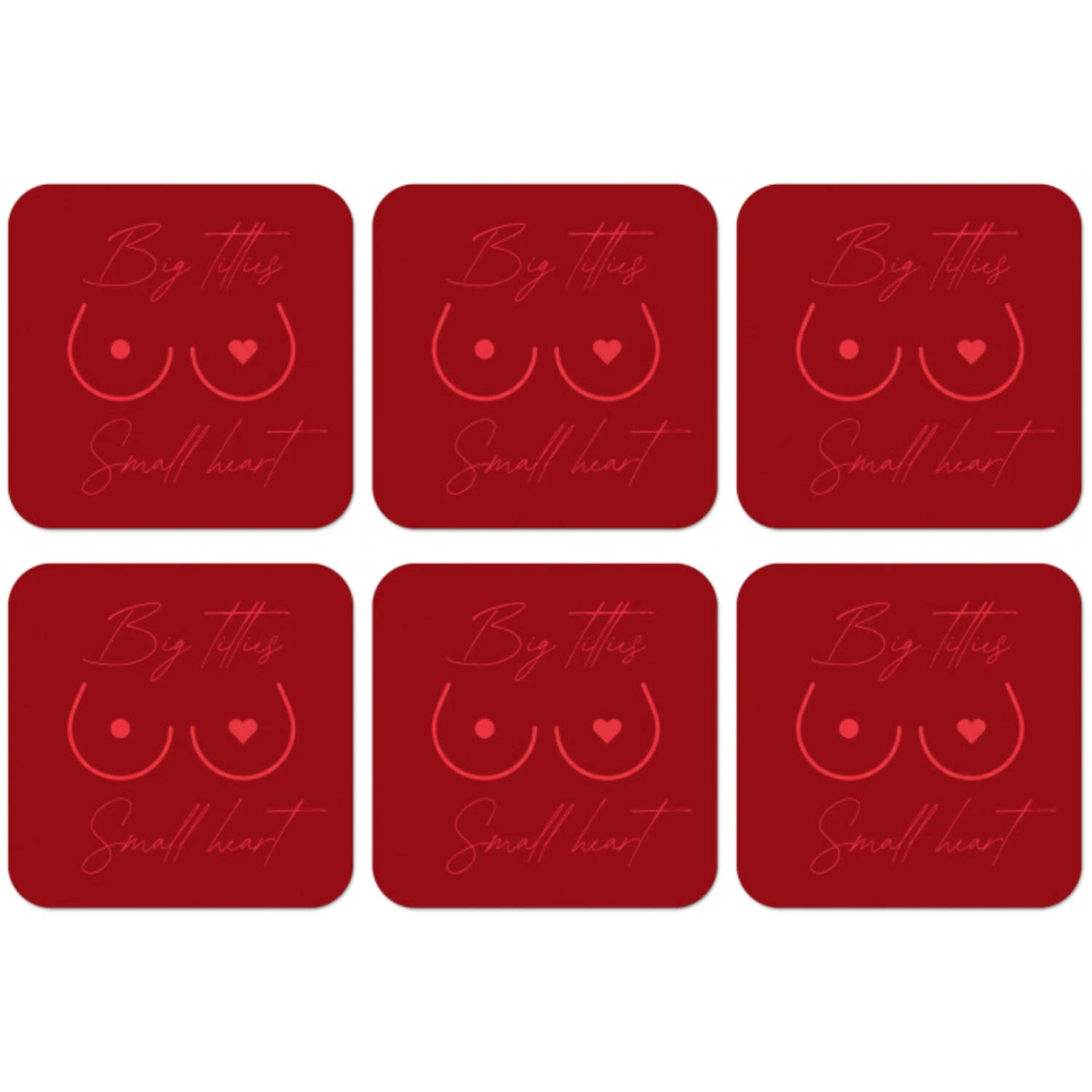 Big titties small heart - Rood - Hart onderzetter kurk middel -zkaufland3dotto