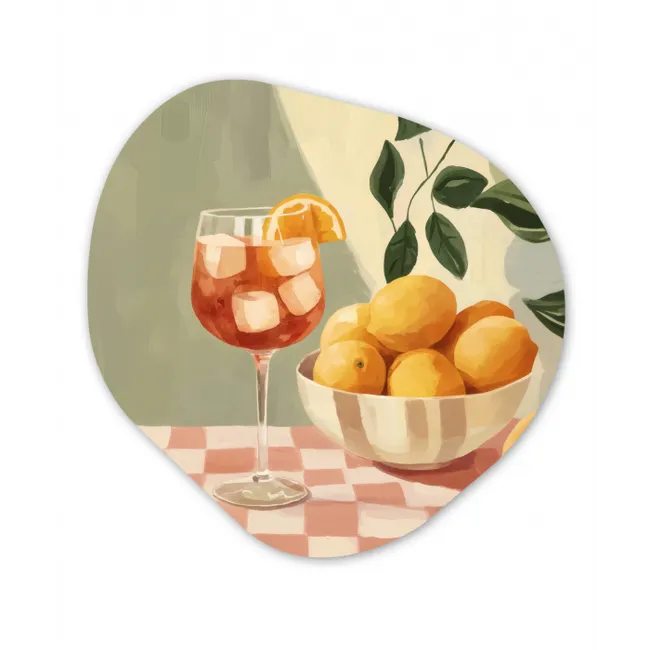 Citroenen - Glas - Tafelkleed - Geblokt Wandcirkel Organisch Forex 3mm klein -3d