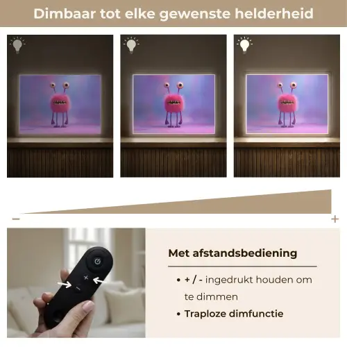 Monster - Roze - Paars Light Box met batterij (Wandlamp kind) middel -USP_dimbaarNL