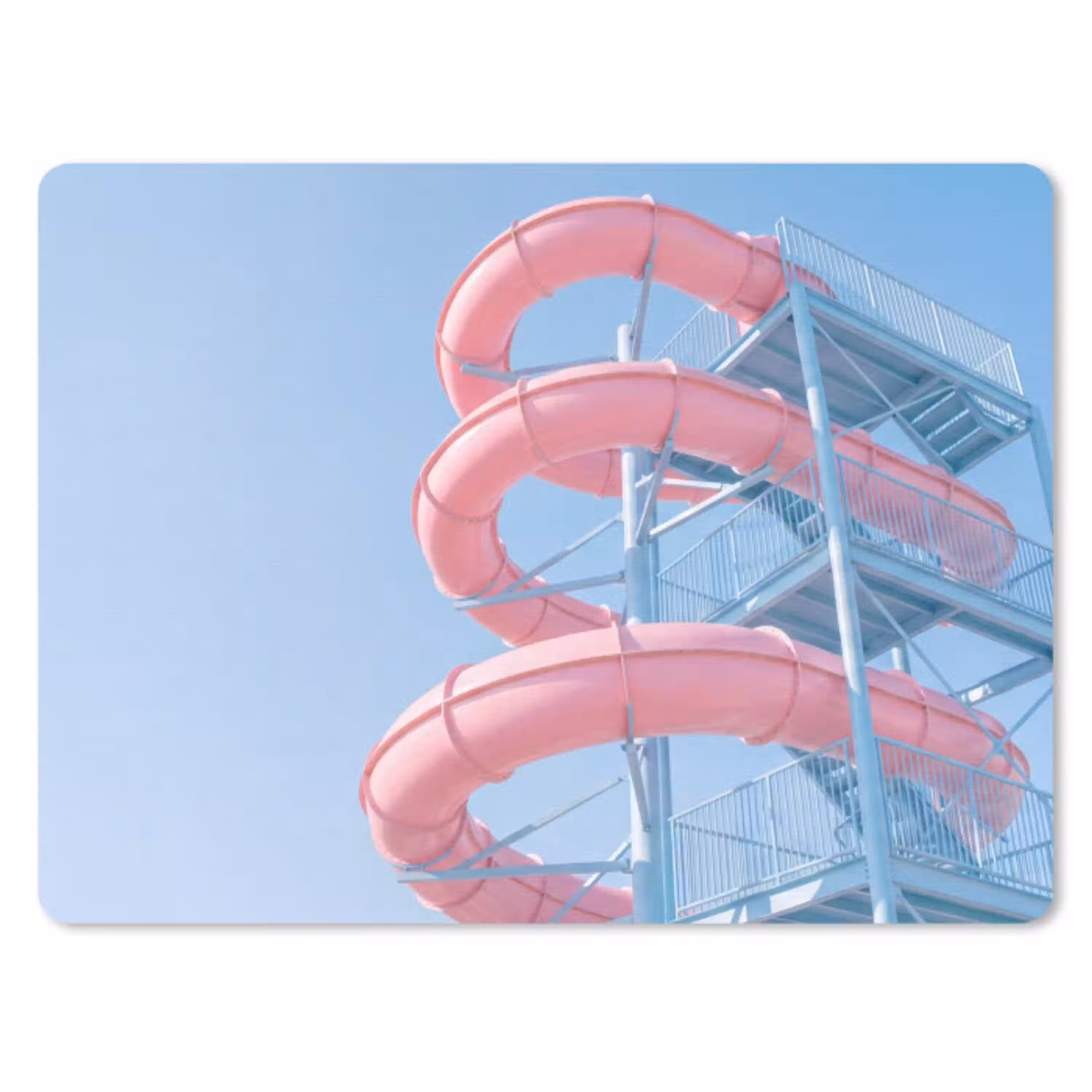 Glijbaan - Waterpark - Spiraal - Modern - Roze muismat rubber klein -3d