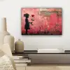 Graffiti - Meisje - Roze - Street art - Roos - Banksy canvas 2cm klein -sfeer6