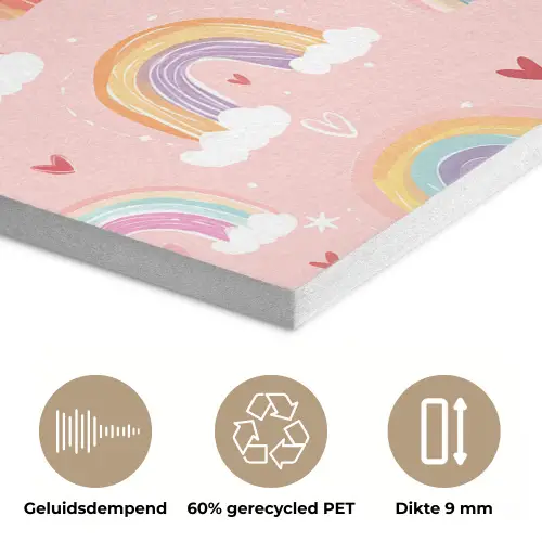 Regenboog - Patroon - Pastel - Handgetekend PET vilt klein -closeup_NL