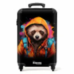 Wasbeer met oranje jas en verfspetters NBS - Handbagage koffer - Unisex middel -productfoto_recht