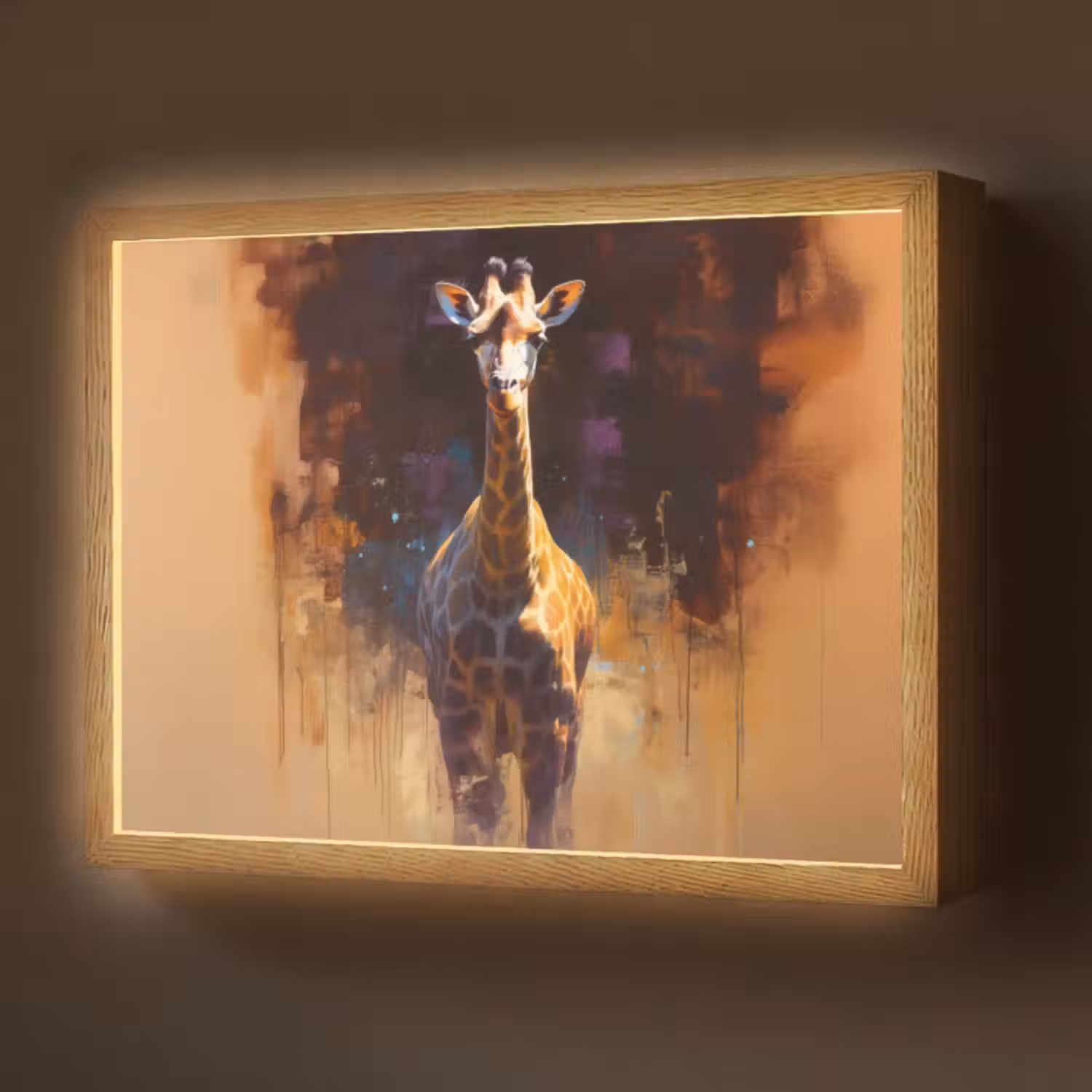 Lightbox - Wandlamp - Giraf - Bruin - Abstract - Geschilderd