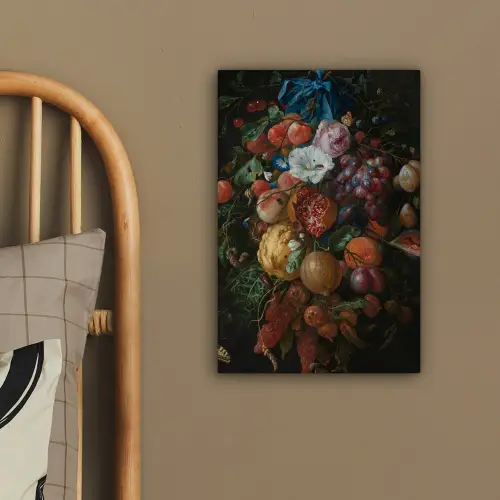 Festoen van vruchten en bloemen - Schilderij van Jan Davidsz. de Heem canvas 2cm klein -sfeer3