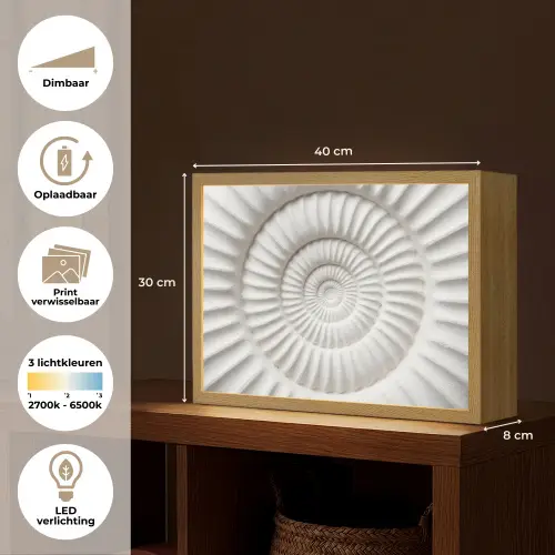 Schelp - Spiraal - Wit Light Box met batterij (Wandlamp) middel -USP_websiteoverzichtNL