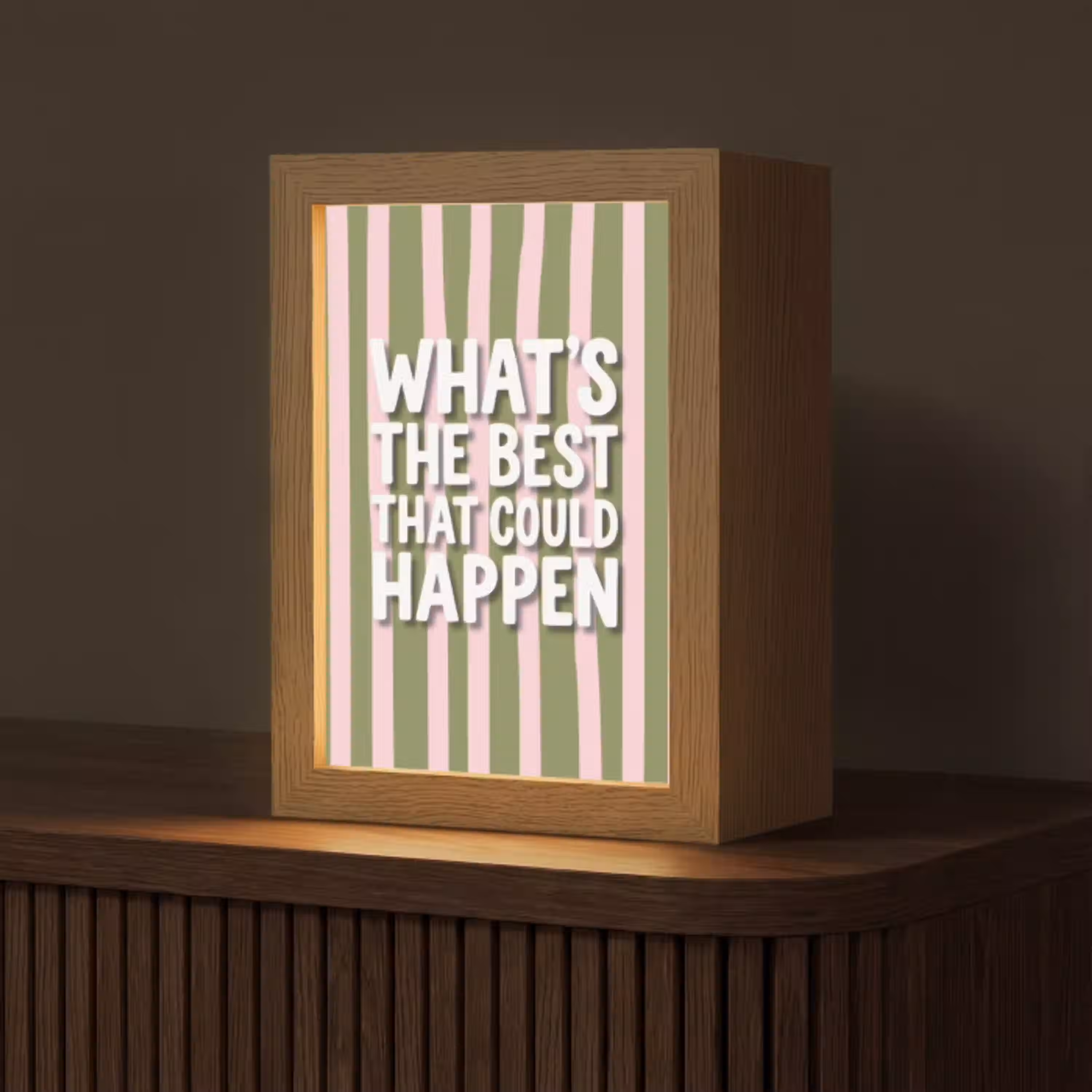 What's the best that could happen - Strepen - Groen - Roze Light Box met kabel (Tafellamp) klein -z3d_website