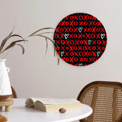 Zwart - Rood - Contrast - Liefde Wandcirkel plexiglas klein 852 -sfeer4