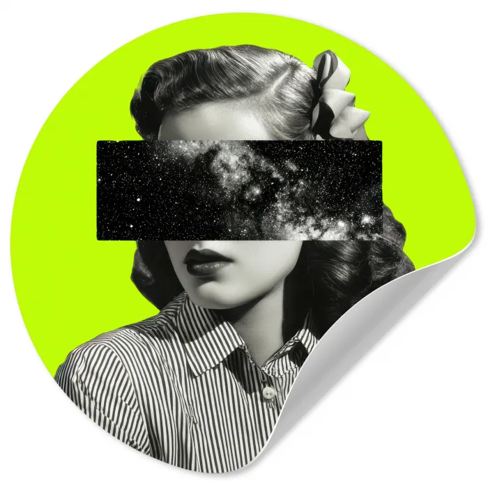 Vrouw - Sterrenhemel - Groen Wandcirkel behangsticker klein -3d