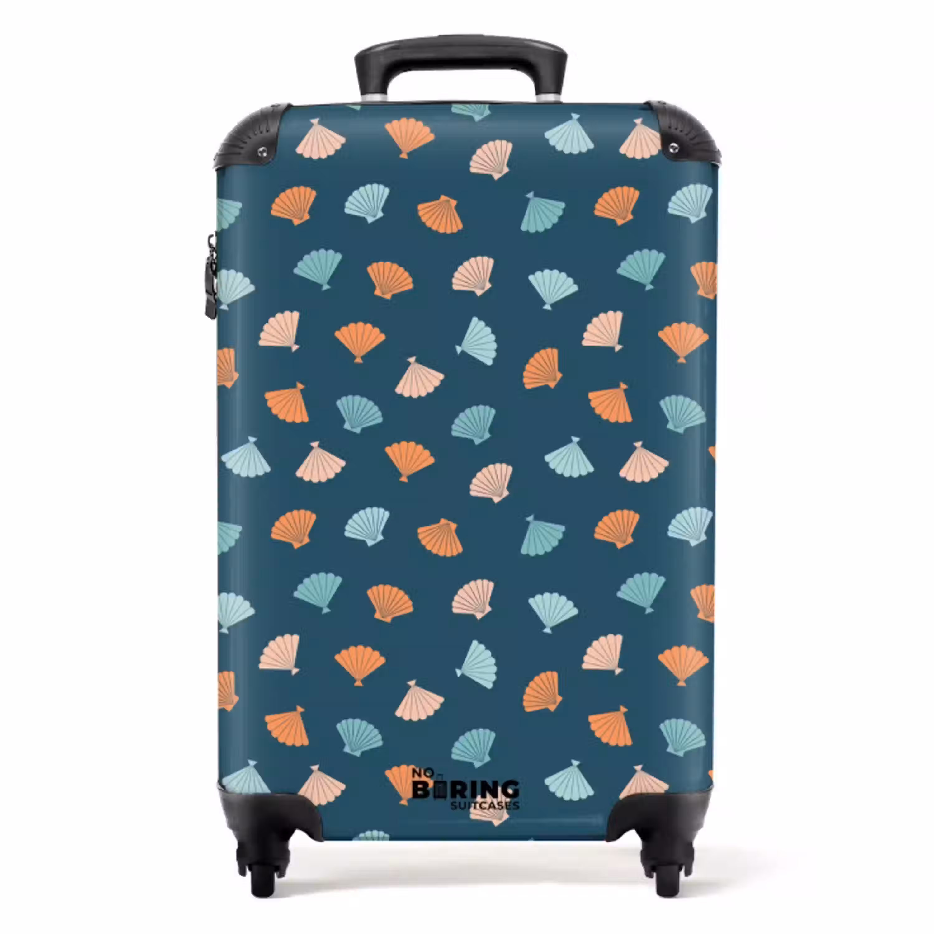 Schelpen patroon blauw oranje NBS - Handbagage koffer - Kinderen Unisex middel -productfoto_recht