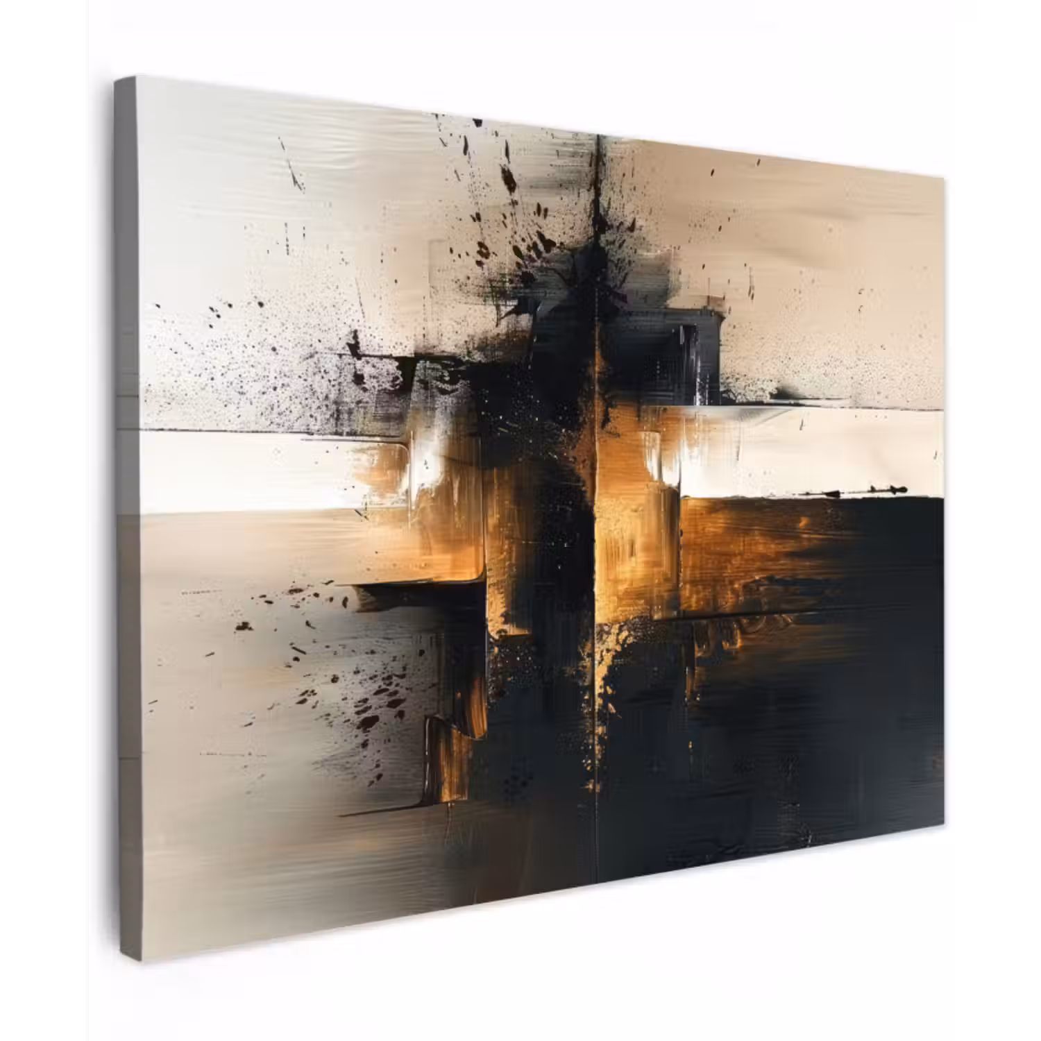 Canvas schilderij - Moderne kunst - Zwart - Goud - Luxe
