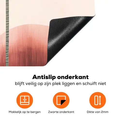 Palmbomen - Heuvels - Minimalistisch - Zachtroze Inductie beschermer vinyl 3mm klein -zzzzzzz-td-onderkant