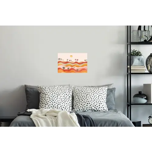 Abstract landschap - Palmbomen - Kleurrijk Muursticker klein -slaapkamer