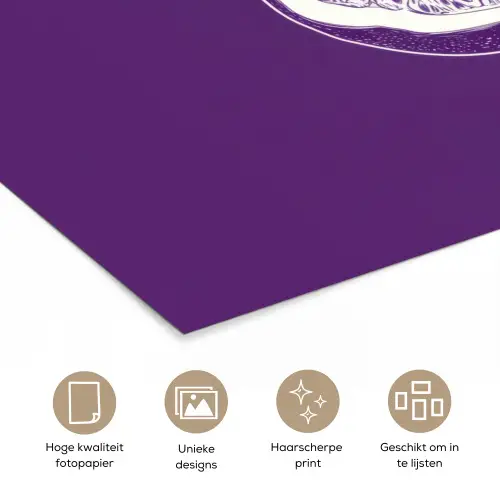 Passievrucht - Zaadjes - Paars - Minimalistisch poster papier klein -closeup_NL