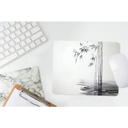 Bamboestammen - Water - Minimalistisch - Wit muismat rubber klein -witbureau