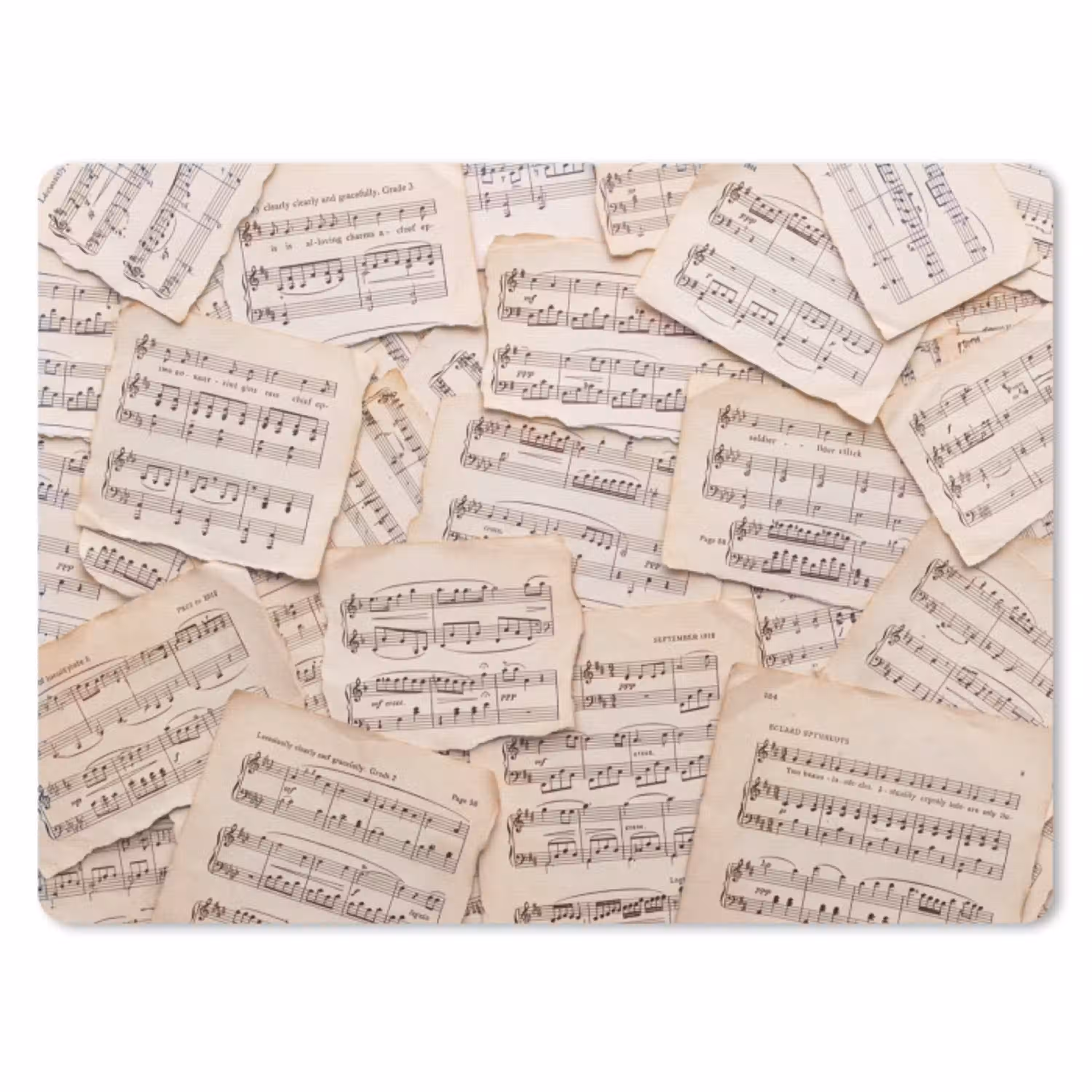 Bladmuziek - Oud - Noten - Vintage - Beige muismat rubber klein -3d