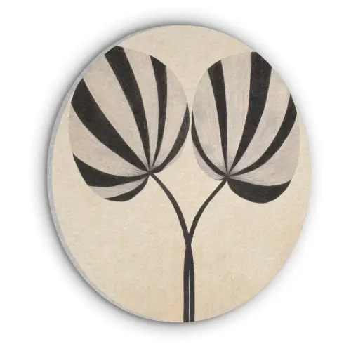 Bladeren - Gestreept - Stengel - Beige Akoestische PET Vilt - Rond klein -3d