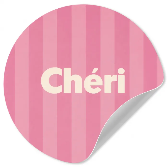 Gestreept - Roze - Chéri Wandcirkel behangsticker klein -3d