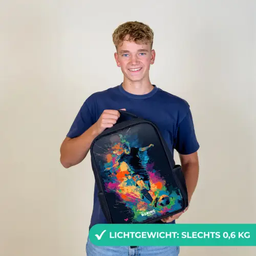 Neon - Voetballer - Kleurrijk Rugzak - Zwart middel -sfeer7_NL