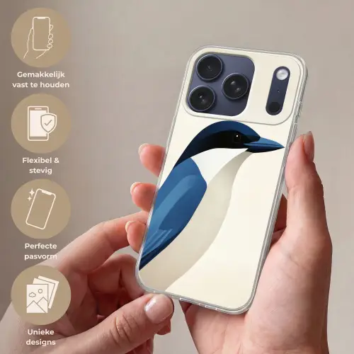 Illustratie - Blauw - Vogel Telefoonhoesje iPhone 17 Pro klein -sfeer3_NL