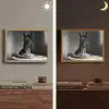 Paard - Bord - Pasta - Tafelkleed - Zwart Wit - Dieren Light Box met batterij (Wandlamp) middel -sfeer3