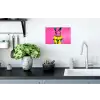 Konijn - Felroze - Sjaal - Abstract Muursticker klein -keuken