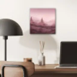 Landschap - Mistig - Roze aluminium wit klein -sfeer5