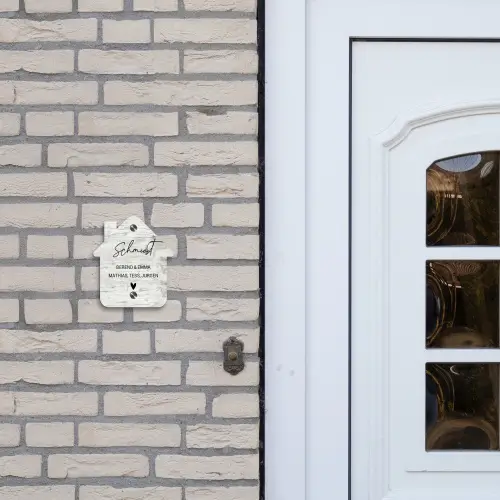 Witgrijs hout - Sierlijk Naambord Huisje klein -sfeer1