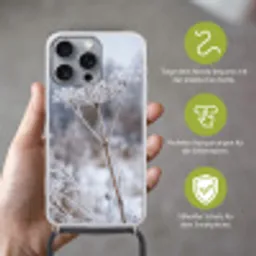 Schermbloem - Rijp - Kristallen - Winter - Delicaat Hoesje iPhone 16 Pro Max met koord klein -sfeer2_DE