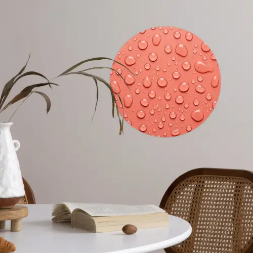 Water - Druppels - Roze Wandcirkel behangsticker klein -sfeer3