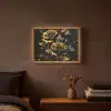 Rozen - Goud - Zwart - Bloemen - Modern Light Box met batterij (Wandlamp) middel -sfeer4