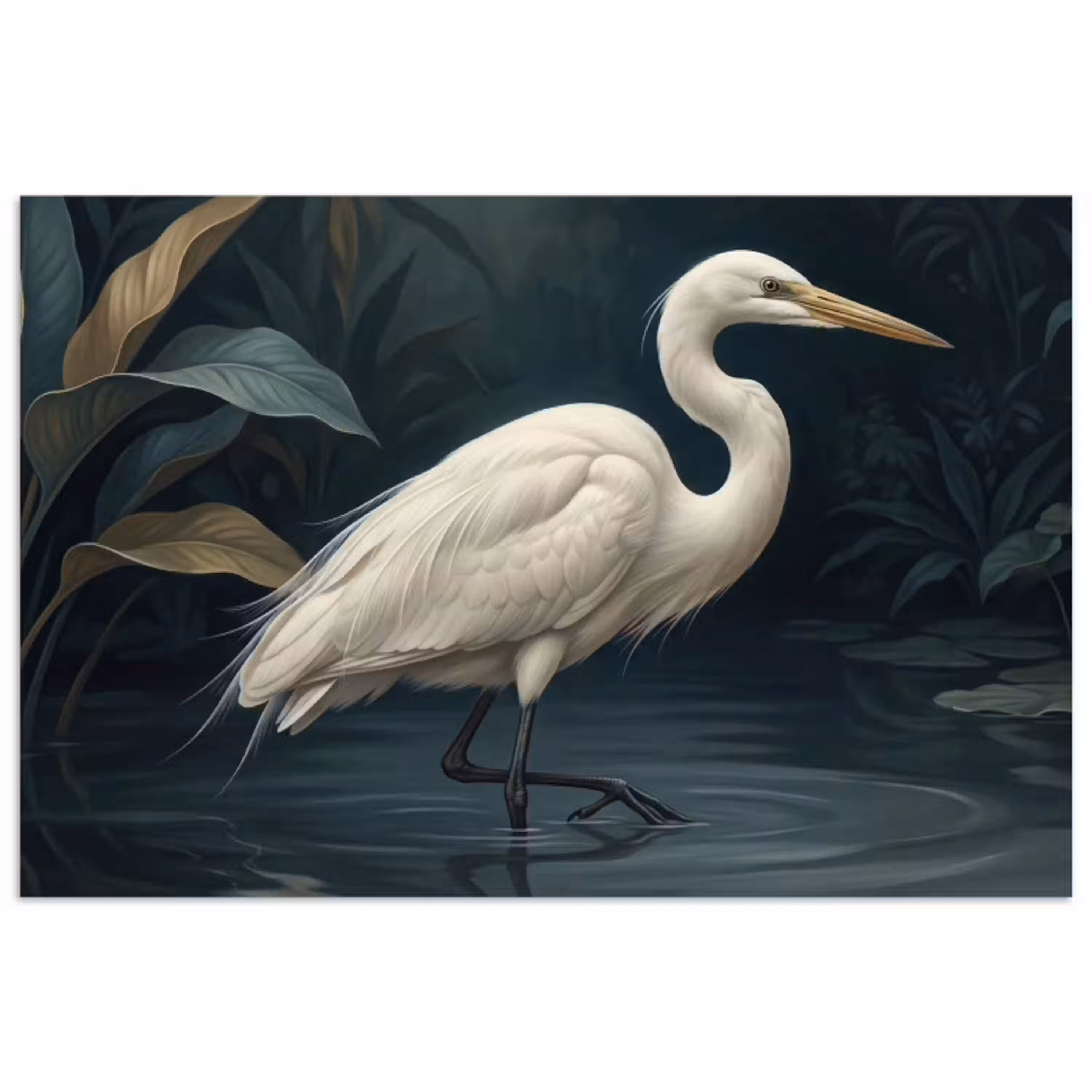 Reiger - Water - Natuur - Modern - Wit poster papier klein -3d