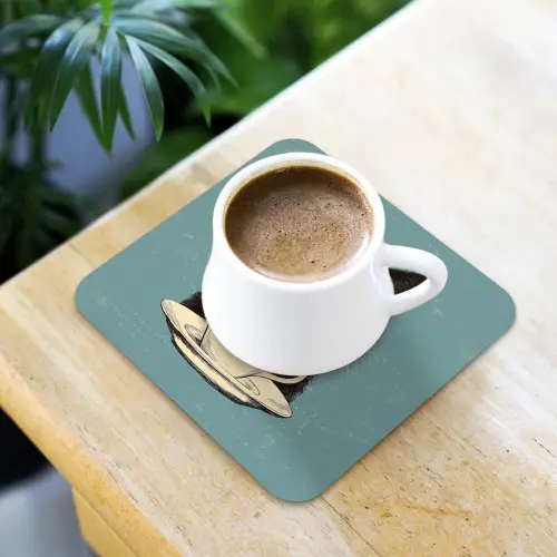 Kat - Zwart - Koffie - Minimalistisch onderzetter kurk middel -sfeer5