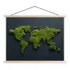 Wereldkaart - Mos -Levendig effect textielposter latten blank klein -3d
