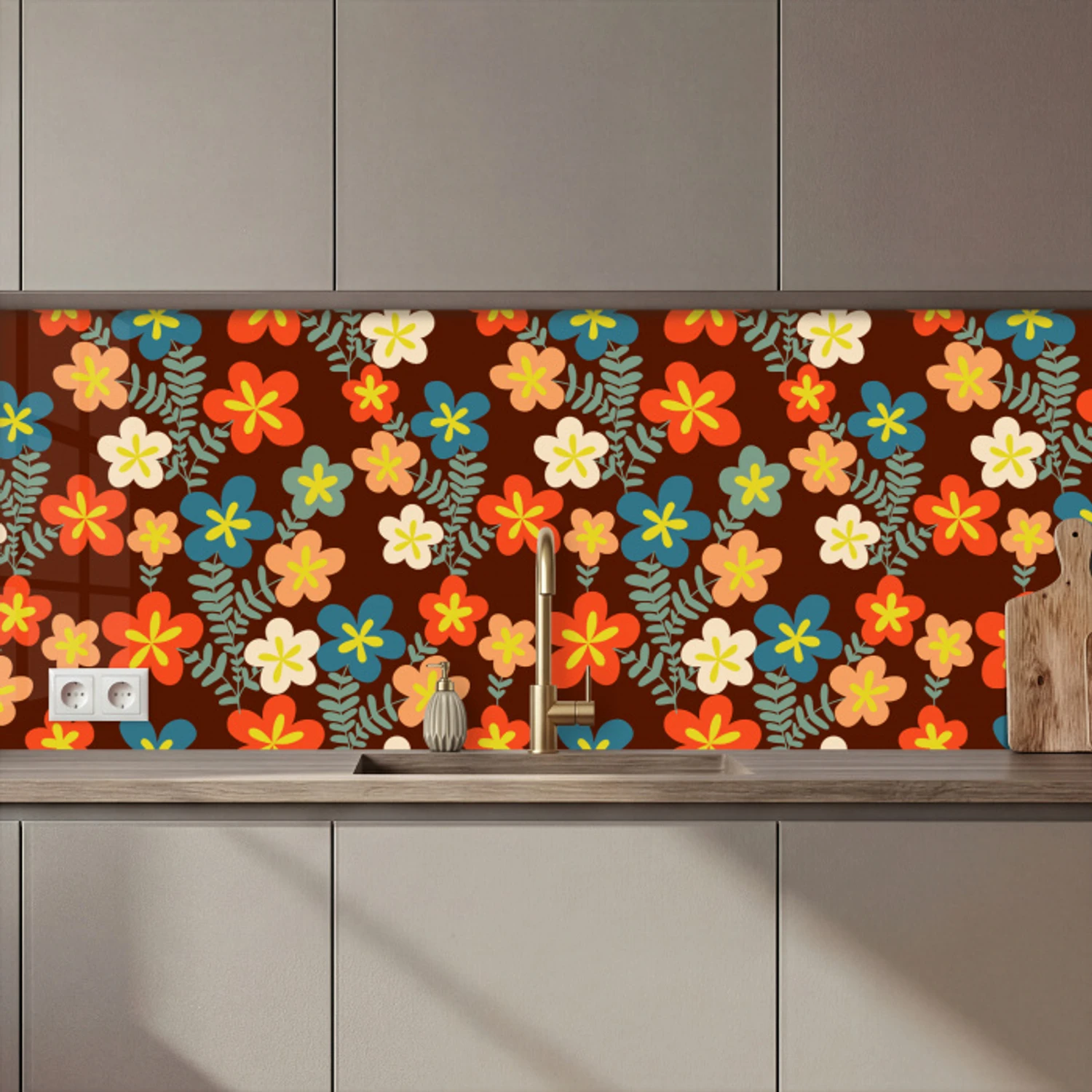 Retro - Patronen - Bloemen - Jaren 70 keuken achterwand 2 middel 871 zz_3dshopping