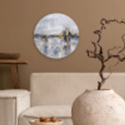 Abstract - Structuur - Goud - Grijs - Modern Wandcirkel kunststof plaat 5mm dik klein -sfeer1