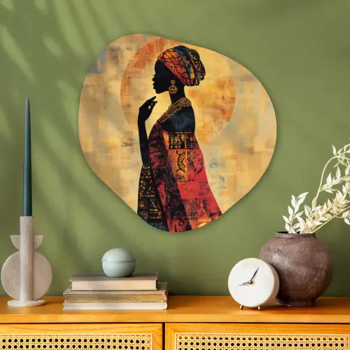 Vrouw - Silhouet - Patronen - Sierlijk Wandcirkel Organisch Plexiglas middel -sfeer2