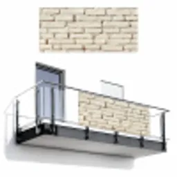 Bakstenen - Muur - Licht - Wit Balkonbeschermer Duitsland klein -3d